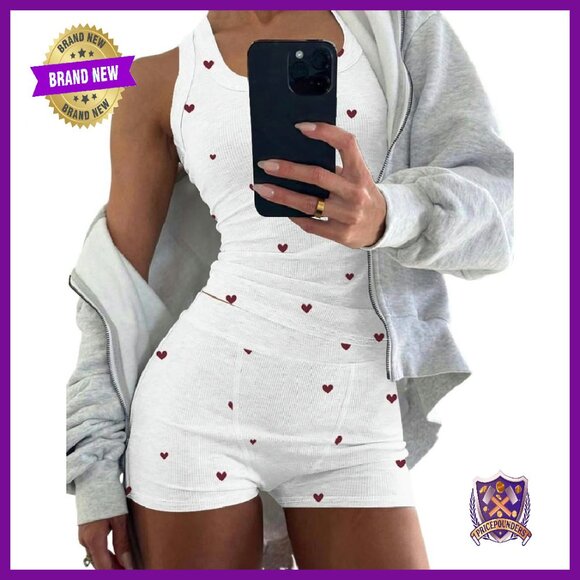 Ribbed Knit Pajama Set Sleeveless Tank Shorts Lounge Sleepwear